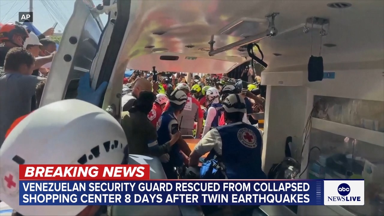Venezuelan security guard pulled alive from building basement 8 days after twin quakes